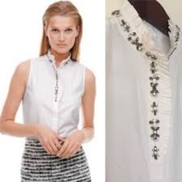 J Crew Rhinestone ruffle sleeveless top, 6